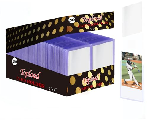 QTYORD Toploader für Karten (200 Stück Hartplastik-Kartenhalter und 200 Stück Penny-Kartenhüllen), 7,6 x 10,2 cm Toploader, Kartenschutzhüllen für Baseball, Fußball, Sportkarten, Standard-Sammelkarten