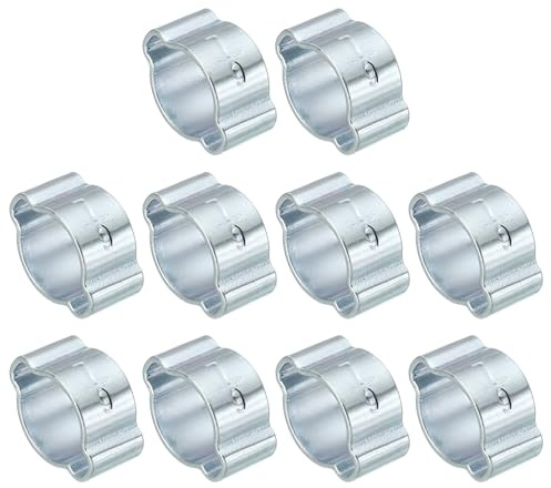 PATIKIL 30pz 7-9mm Set Fascette Stringitubo Doppio Orecchio, Fascette Metalliche Morsetti Tubi Acciaio Zincato per Collegamenti Raccordi Tubi Gas Auto, Tono Argento