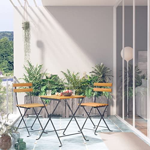 ZQQLVOO Lounge Sessel Terrassenmöbel Terassenmöbel Außen3-tlg. Bistro-Set Klappbar Massivholz Akazie