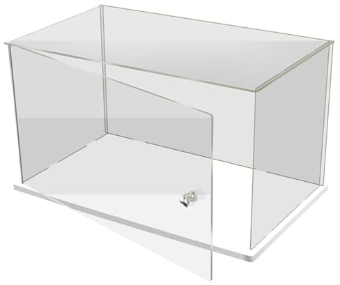 IDAFSA Clear Acrylic Display Case,Display Box Stand with White Base,with Door, Dustproof Protection Showcase for Collectibles Memorabilia Figurines ,12 Size Options(14x14x14 inch; 35x35x35 cm)