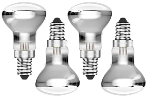 Lamptobe 25W E14 R39 Lava Birne Lavalampe Glühbirne Reflektorlampe Dimmbar Warmweiß 2400K-2600K Schraube Lavalampen Strahler 240V Kleine Edison Schraube SES 360° Abstrahlwinkel (4er Stück)
