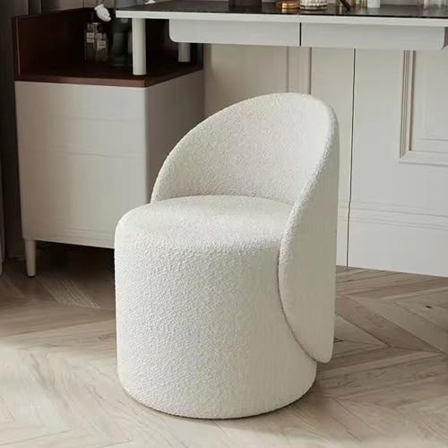 QLYFWLKQ Drehsessel Wohnzimmer, Runder Boucle Sessel mit 360° Drehbarem, Drehstuhl Ohne Rollen Schminktisch Stuhl Armlehnstuhl Lesesessel, für Wohnzimmer Schlafzimmer (A,drehbar)