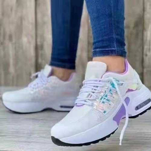 Scarpe Terapeutiche Per Diabetici Da Donna Scarpe Da Corsa Scarpe Alluce Valgo Piedi Gonfi, Scarpe Da Ginnastica Leggere E Traspiranti Antiscivolo Scarpe Ortopediche Per Artrite Edema,Purple-41 EU