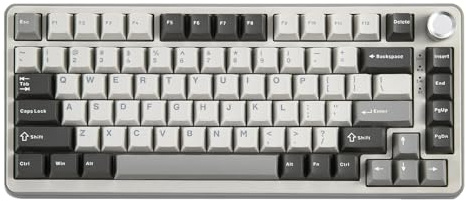 YUNZII B75 Pro Teclado Mecánico Inalámbrico,75% Teclado para Juegos Hot Swap Hot Swap Custom Teclado con Knob,Pre-lubed Switches RGB,BT/Tipo-C/2.4G Teclado (Gris, Blue Grey Switch)