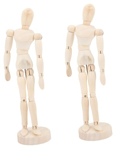 TEHAUX 2stücke Bewegliches Holzmannequin Mit Ständer Gelenkmodell Für Zeichnungen Und -Dekoration Tragbar Und Sicher Für Erwachsene