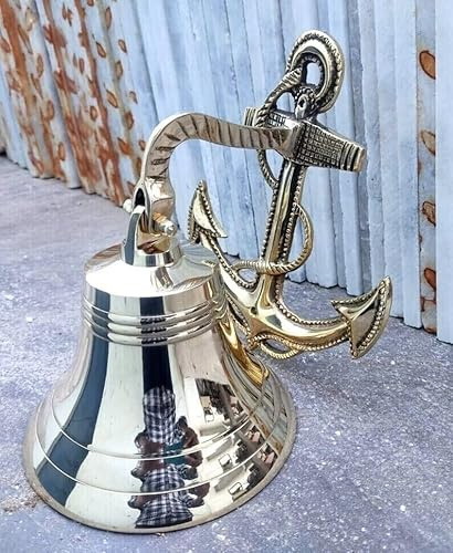 Nautical Brass Bell Wall Hanging Ship Bell 10 Brass Anchor Boat Decor
