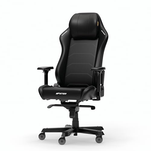 DXRacer Master XL Gamingstuhl Schwarz Kunstleder – ergonomischer Premium Bürostuhl mit hoher Rückenlehne, Wippfunktion und hohem Sitzkomfort