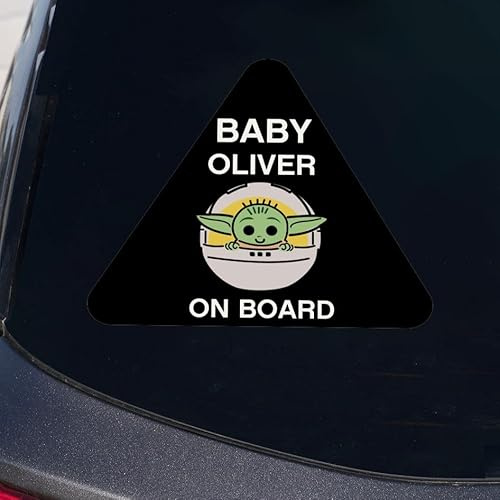 Wanapix | Adesivo Personalizzato Auto | Triangolo 15x13cm | Bambino Grogu
