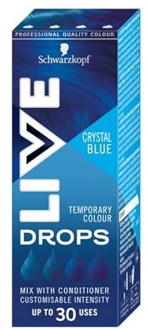 Schwarzkopf LIVE Drops Crystal Blue tillfällig hårfärg upp till 30 användningar, 1-pack 30 ml