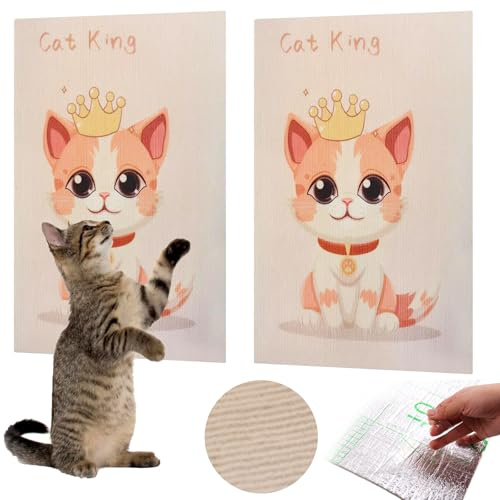 Selbstklebende Kratzmatte Katzen,AYSOW 2PCS 40×60cm Kratzmatte für Katzen mit Gemustert,DIY Kratzbretter Katze Wand,Kratzschutz Katzenkratzmatte AntiKratz Tape für Protect Your Furniture from Claws