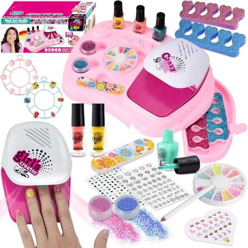 STAY GENT 16Stück Kinder Nagelstudio Set für 3 6 7 8 9 10 12 Jahre Mädchen mit Nageltrockner/Farben Quick-Dry Kindernagellack/Lagerbasis Nagelstudio Schminke Spielzeug Geschenke Geburtstag Weihnachten