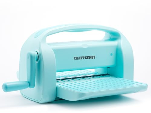 CraftGenes 9 Zoll Stanzmaschine & Prägemaschine, Manuelle A4 Stanz- und Prägemaschine mit Faltbaren Seiten, Inkl. A4 Stanzformen, Prägefolder & Platten, Ideal für Kartengestaltung, Scrapbooking & DIY