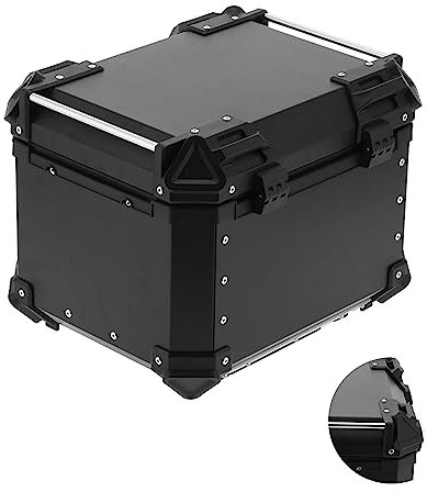 RASTKY Schwarzes Aluminium Top Case 45L Abenteuer Tail Box Helm Carrier Fit für -Fahrer