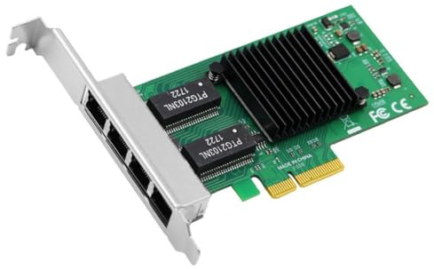 Louttary 4 Puertos PCIE X4 RJ45 LAN Tarjeta de Red de Alta Velocidad Ethernet Adaptador 10/100/1000Mbps Gigabit Ethernet LAN Tarjeta para PC de Escritorio