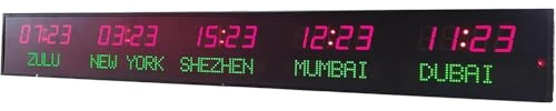DMBBSAPBSH Orologio da Parete con Fusi Orari Mondiali, 3 livelli di regolazione della luminosità, for hotel, aziende multinazionali, aeroporti internazionali