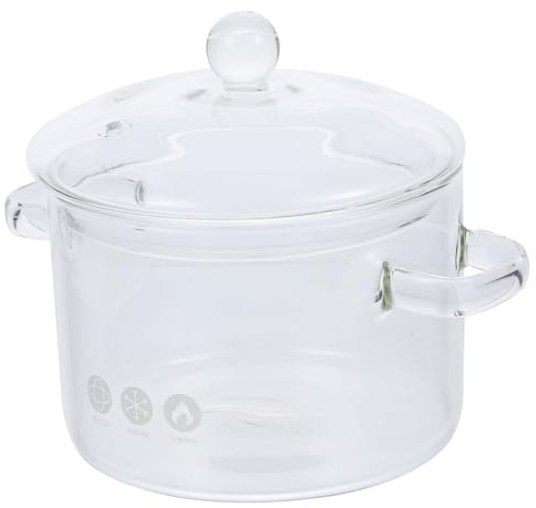 Ciieeo Olla de Vidrio para Inducción con Tapa y Asas Seguras, Capacidad Suficiente para Cocinar Fideos, Leche y Sopas de Manera Transparente y Resistente