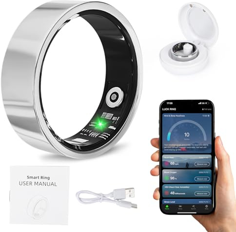 GHIBFBT Bague intelligente pour homme et femme, appareil photo contrôlé par Bluetooth, moniteur de pression, fréquence cardiaque, sommeil et oxygène dans le sang, traqueur de fitness pour iOS et