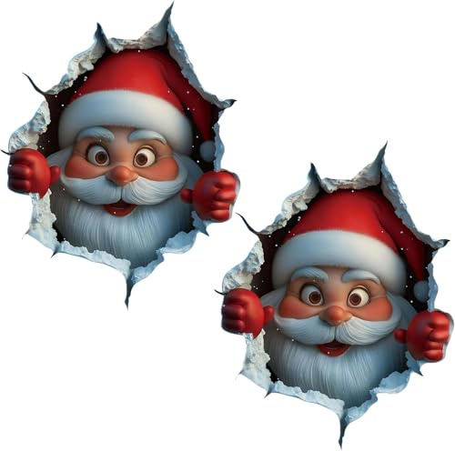 Weihnachtsmann Wandaufklebers | 2ST Santa Breaking Toilettenaufkleber | Lustige Weihnachtens Türaufkleber Abnehmbarer Wandaufkleber | 3D Weihnachtsdekorationen Wandaufkleber für Wohnaccessoires