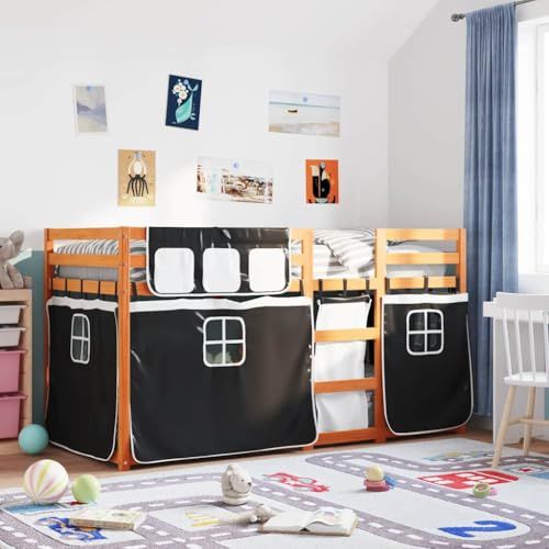 QZZCED Letto a castello in legno massello di pino con scale e ringhiere di sicurezza su 4 lati, letto superiore per spazi limitati, struttura solida e design funzionale