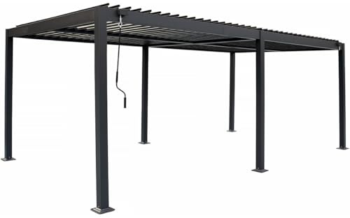 Pergola bioclimatique autoportante en Aluminium Kensington - 3 x 6 m - Gris