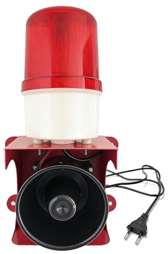 TECKZOON Sirena di Allarme Industriale, Allarme Sonoro e Luminoso 120 dB, Classe di Protezione IP65, Luce LED Industriale, Adatta per Uso Interno ed Esterno (Spina EU 220 V)