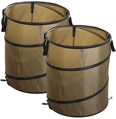 2 Pcs Pop Up Garden Waste Bags with Handles 37L Bin Bags Heavy Duty Bags Garden Bin Sacks Heavy Duty Waterproof Foldable Reusables Garden Bags for Grass Leaves Hedge Cuttings Debris - 34x40cm