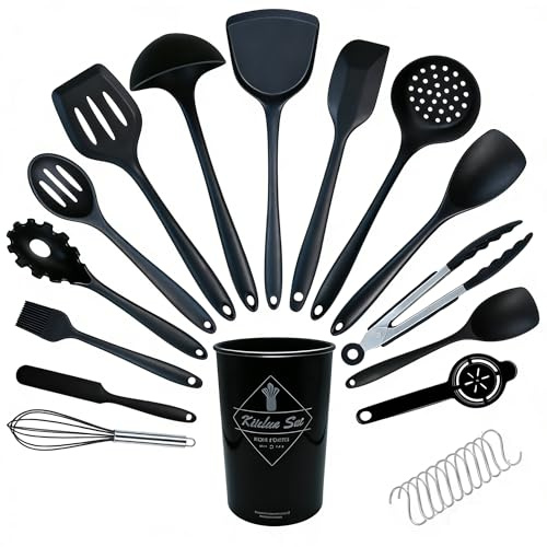 Silicone Kitchen Tools Set, 25-Piece Cooking Utensils Heat Resistant | Non-Stick Easy Clean, Ergonomic Handle Storage Bucket For Home Baking Frying