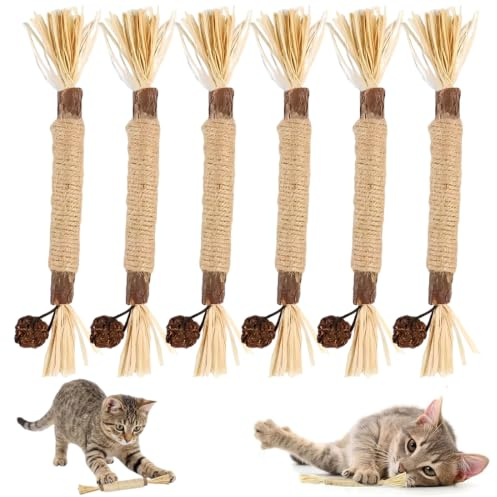 6 Palitos de Mascar Para Gatos, Masticar Palos Gato Ratones Para Gatos Paras Jugar Juguetes Paray Gato Divertidos Palitos Paras Con Hierba Gatera Palito Paray Masticar Juguete Juguetes del Catnip