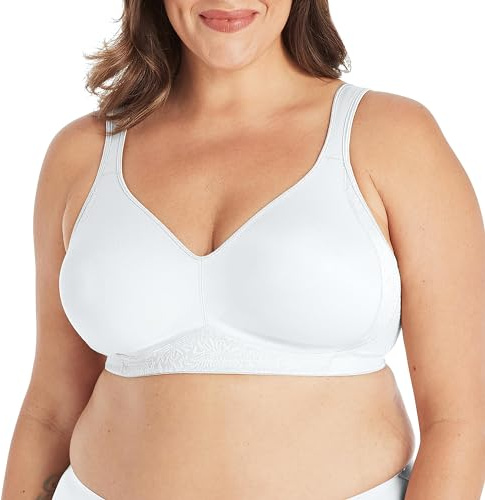 Playtex 18 Hour Utjämnande bygelfri bh för kvinnor, t-shirt-bh, plusstorlek finns tillgängligt, syns inte, 4049, Vitt, 80B