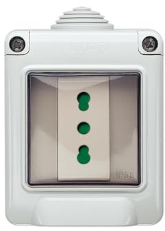 Vimar 0T14901.BP Plana Contenitore IP55 + Bpresa SICURY 2P+T 16 A 250 V~ Standard Italiano Tipo P17/11, IP55, Installazione a Parete, Bianco