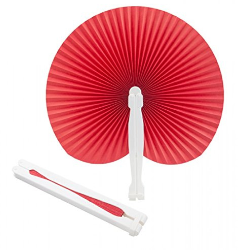 30pz Ventagli Vari Colori Plastica Carta Segnaposto Chiesa Bomboniere (ROSSO)