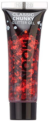 Gel brillant épais classique par Moon Glitter - 12ml - Rouge - Pailleté pour visage.