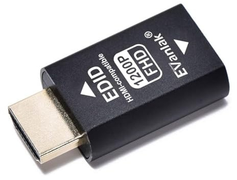 EVanlak HDMI-Emulator-Dongle eliminiert Emulator-Adapter 3. Generation, funktioniert mit Mac Thunderbolt auf HDMI-Switches/Extender/AV-Receiver/Video-Splitter – 1920 x 1200 @ 59 Hz-1er-Pack…