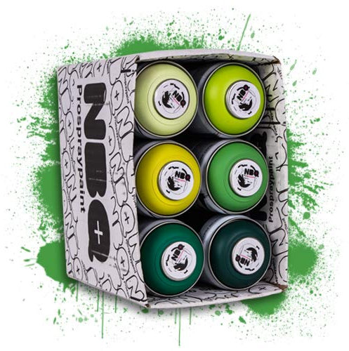 NBQ Packs Spray Paint Matte Finish Street Art RESTAURACIÓN Decoración DYV graffiti BAJA Presión (Verde, 6)