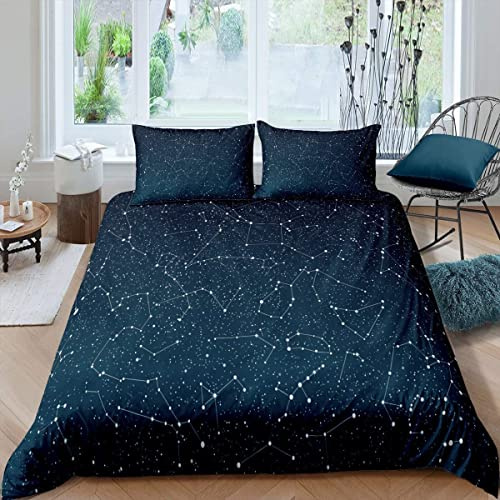 Påslakanset Galax med stjärnhimmel, stjärnhimmel, bäddset, mörkblå, yttre rymden, sängkläder och linne för pojkar, flickor, barn, mjölkvig, sängkläder och linne, för enkelsäng