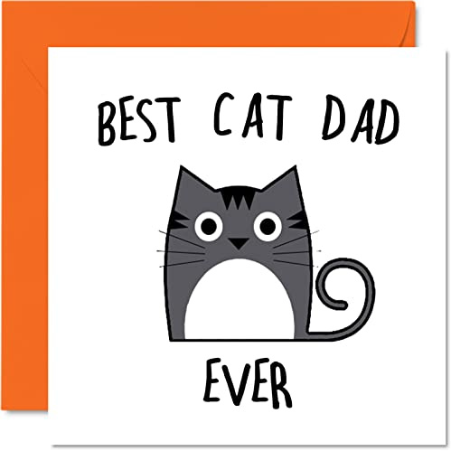 Stuff4 Vatertagskarten für Papa von der Katze, Best Cat Dad Ever | Katze Geburtstagskarte von Katze für Vater lustige Katzen-Vater 145 mm x 145 mm Witz Happy Father's Day Grußkarte Geschenk