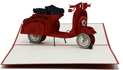design3dkarten® Motorroller E-Roller Elektroroller Scooter Vespa 3d Klappkarte, Pop Up Karte, Glückwunschkarte, Grußkarte, Geschenkkarte
