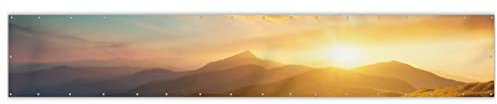MuchoWow® Balkon Sichtschutz Sichtschutzmatte Balkonbanner Abdeckung für Terrasse Balkon Windschutz Blickdicht Wetterfest 500x80 cm Berge - Sonnenaufgang - Natur - Sommer