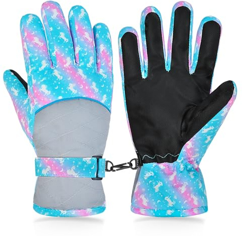 PAMAID Kids Gloves Winter Snow Waterproof Ski Gloves for Girls Toddler Outdoor Windproof