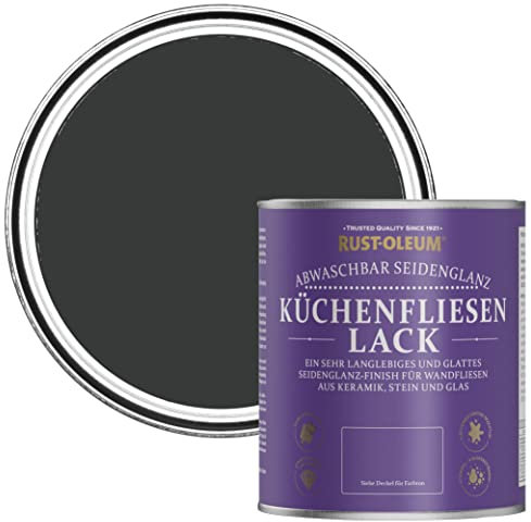 Rust-Oleum Black water resistant Kitchen Tile Paint in Satin Finish - Natural Charcoal (BLACK) 750ml