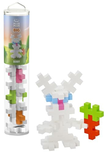 Plus-Plus 9603443 Ingegnoso giocattolo da costruzione, grande coniglio, tubo di blocchi da costruzione, 15 pezzi