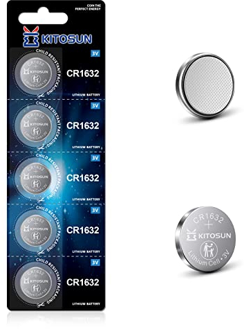 Kitosun CR1632 Batteria Bottone al Litio 3V - Pile 3 Volt cr 1632 Batterie Celle al Litio per Toyota Prius Telecomando Chiave Auto Pressione Pneumatici Monitor Cardiaco Garmin VivoFit (5 pezzi)