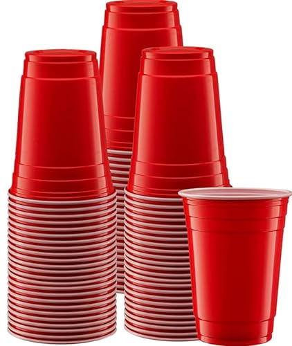 YARIX Red Plastic Cups- 50 Pcs (12 Oz) Eco-Friendly Reusable BPA Free Recyclable Party Cups. Ideal for Christmas, Weddings, Birthdays, Dinner, Lunch and Parties