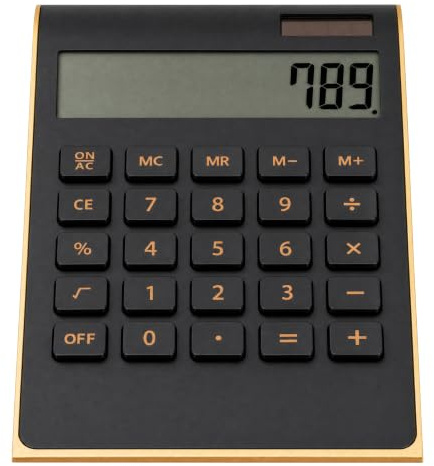 Estink Solar Taschenrechner Schwarz 114x190mm | Rechengerät, Solarbetrieben, Bürobedarf, großes Display, ohne Batterie