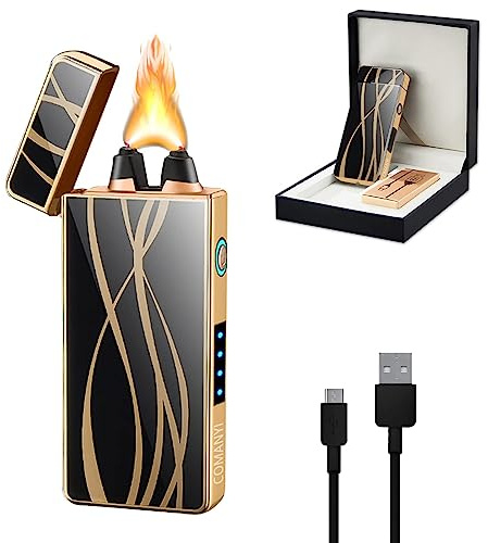 GADATOP Elektrisches Arc Plasma Feuerzeug - Aufladbar, USB, Sturmfest, Winddicht, LED-Batterieanzeige für Kerzen und Feuerwerk (Streamline)