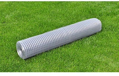Homgoday Clôture en treillis métallique polyvalent - Clôture de jardin - Clôture de bassin - Clôture en métal - Enclos pour animaux - Éléments de clôture - En acier galvanisé - Carré - 1 x 25 m -