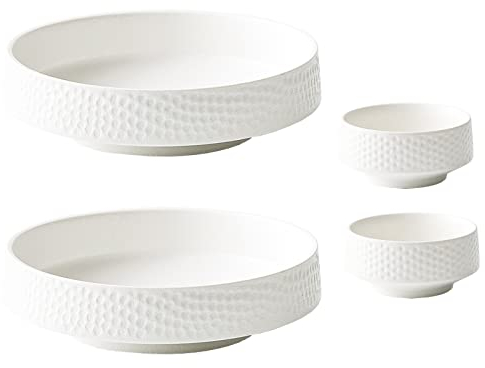 HJXGQJM Assiette À Salade en Céramique,Assiette Creuse,Assiette Plate Noire,Assiette À Salade Déjeuner Ronde Assiette en Porcelaine,4 Pièces Assiette en Porcelaine Assiette à dîner(White Combination)