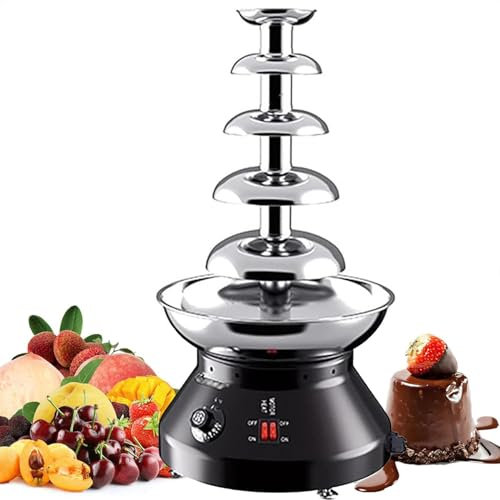 DPQYJPP Machine à Fondre Fontaine à Chocolat, Grand Ensemble à Fondue au Chocolat, Machine électrique à 5 Niveaux, température réglable, pour Une fête d'anniversaire, Un Buffet,Black