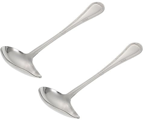 Ciieeo Duckbill Soup Spoons 2pcs Stainless Steel Carved Handle Practical Tableware for Home Kitchen Dining