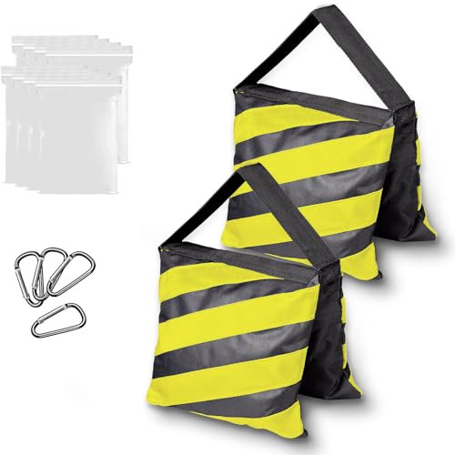 EMART Heavy Duty Sandbag,Weight Bags Photo Studio Saddlebag Design for Photography Stand Light Stand Tripod, Outdoor Patio, Sports, Photo Sets, Film Sets, Live Productions- (Yellow & Black-2 Packs)